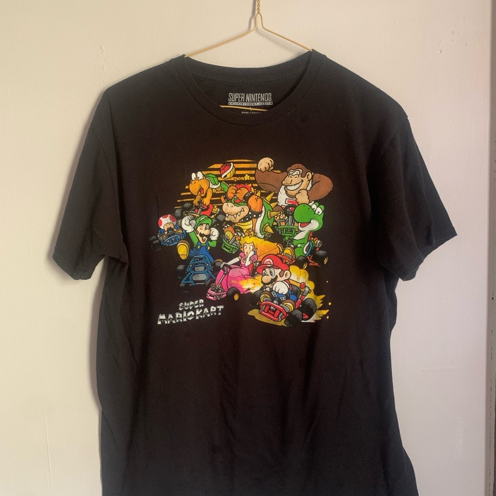Unisex Super Nintendo Mario Kart Black Cotton T-Shirt